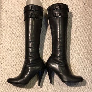 Cole Haan Tall Black Leather Boots, Size 4.5
